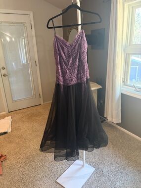 Betsey Johnson Purple Lace Bodice Black Tulle Midi Dress